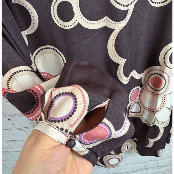 BODEN brown floral viscose silk blouse tunic top size 16 - Picture 7 of 7